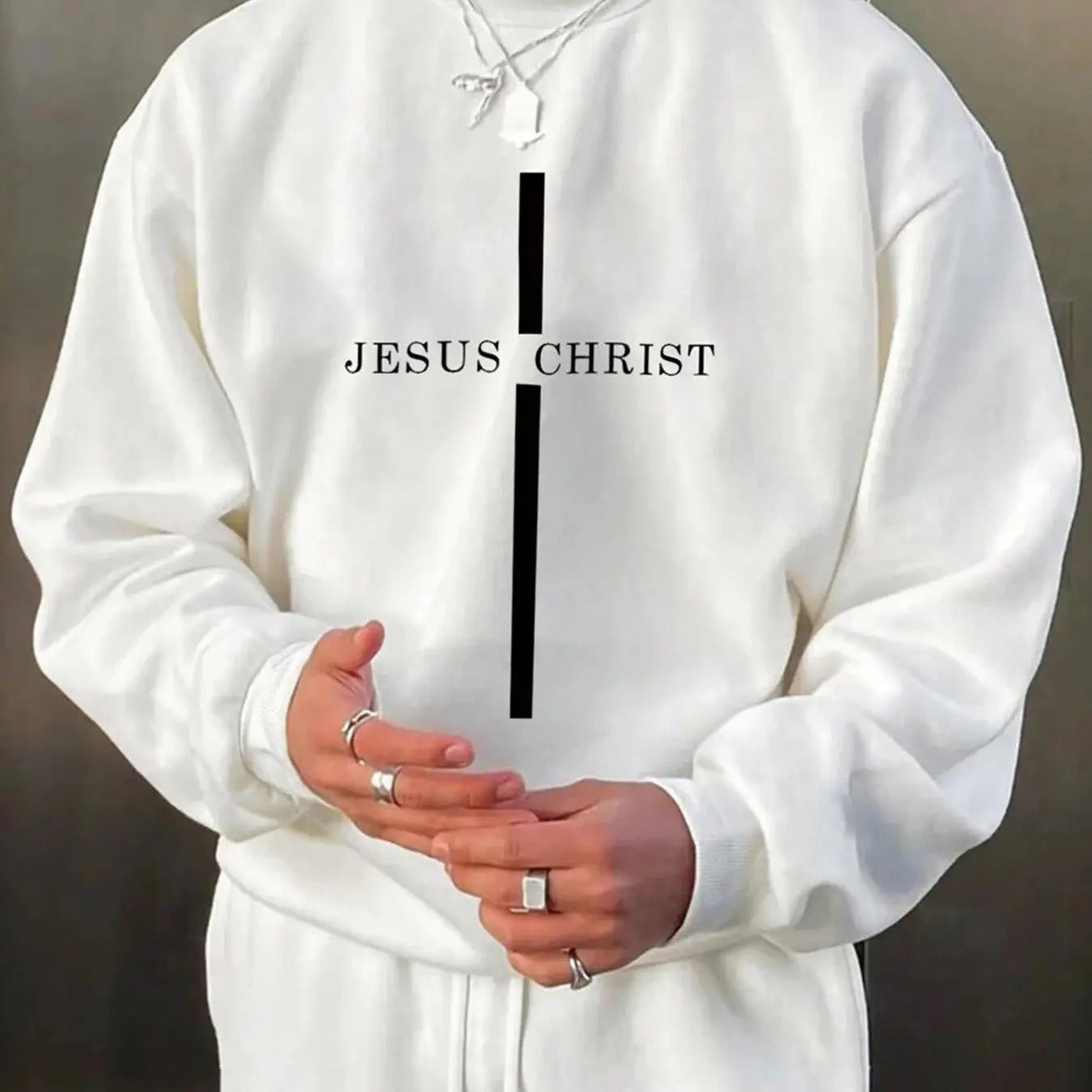Men's Letter Print Round Neck Sweatshirt, Loose Casual Long Sleeve Crew Neck Pullover for Fall & Winter, Men's Clothes...
