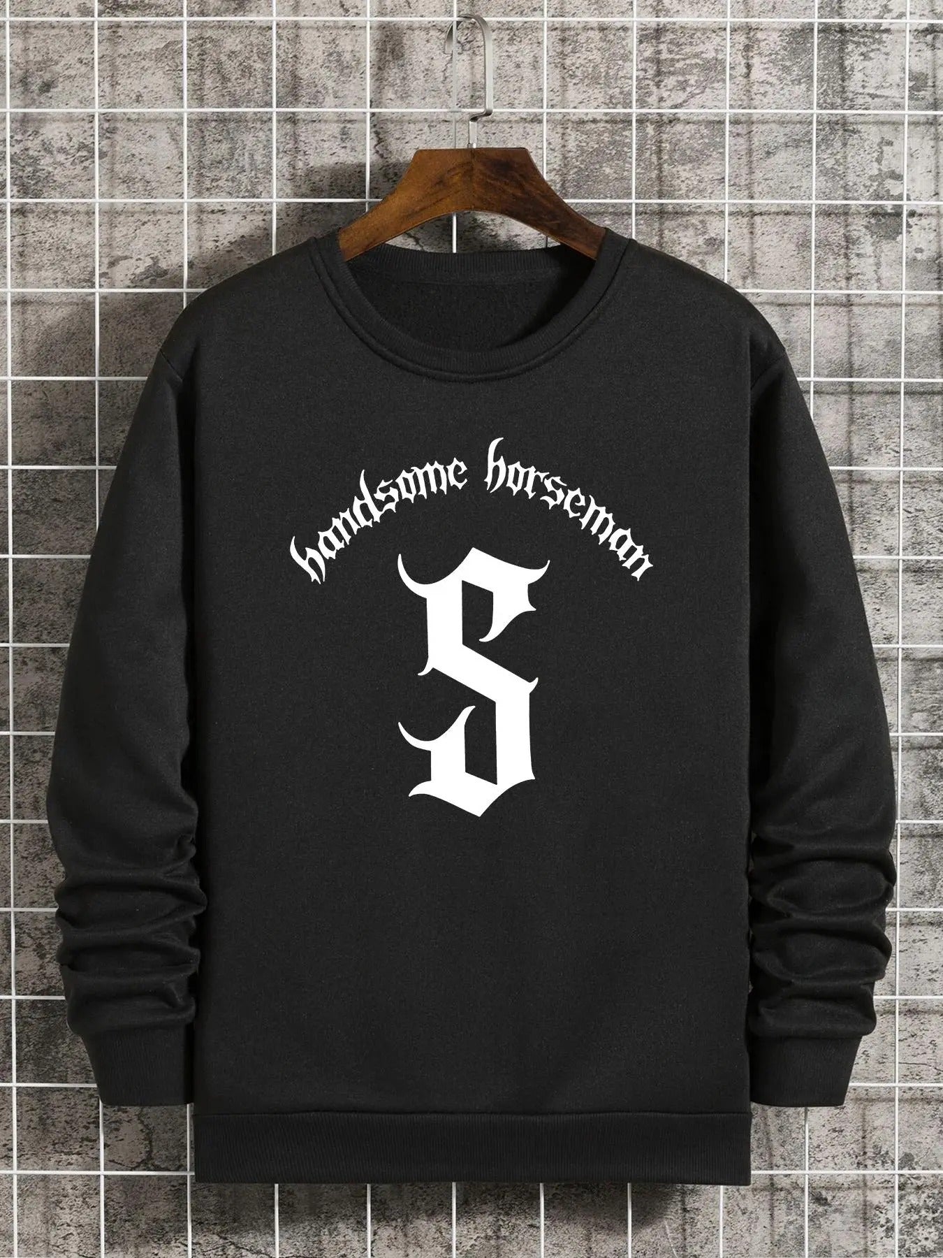 Men's Letter Print Round Neck Sweatshirt, Regular Fit Casual Long Sleeve Crew Neck Pullover for Fall & Winter, Fashion...