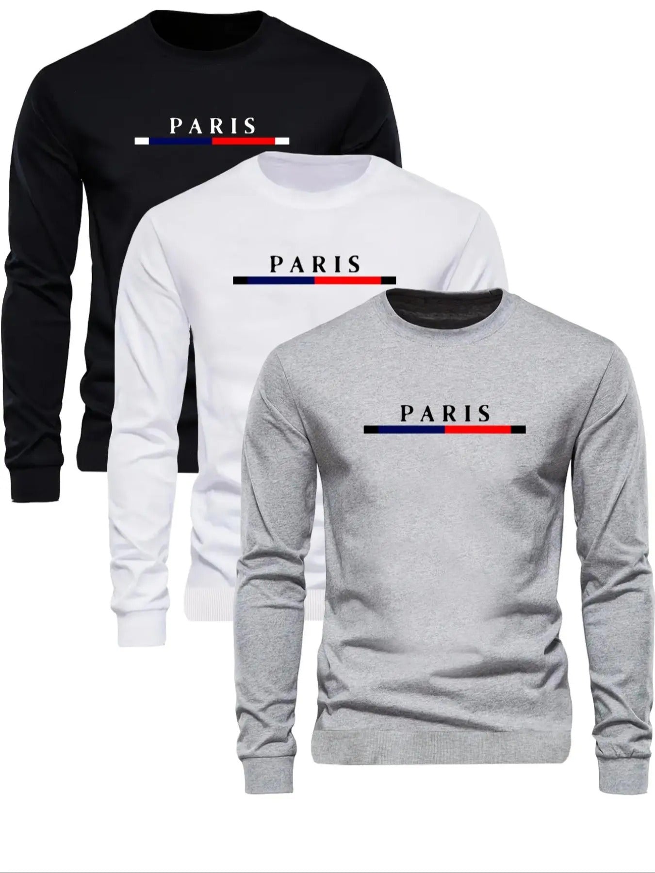 Men's Letter Print Round Neck Sweatshirt, Regular Fit Casual Long Sleeve Crew Neck Pullover for Fall & Winter, Men's...