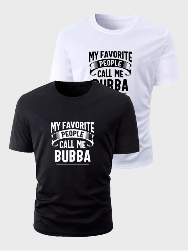 Men's Letter Print Round Neck Tee, Casual Short Sleeve Crew Neck T-shirt for Daily Wear, Men's Top for All Seasons...