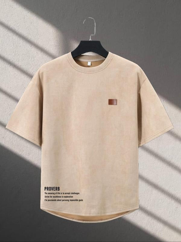 Men's Letter Print Round Neck Tee, Casual Short Sleeve Crew Neck T-shirt for Summer, Fashion Men's Top for Daily Wear...