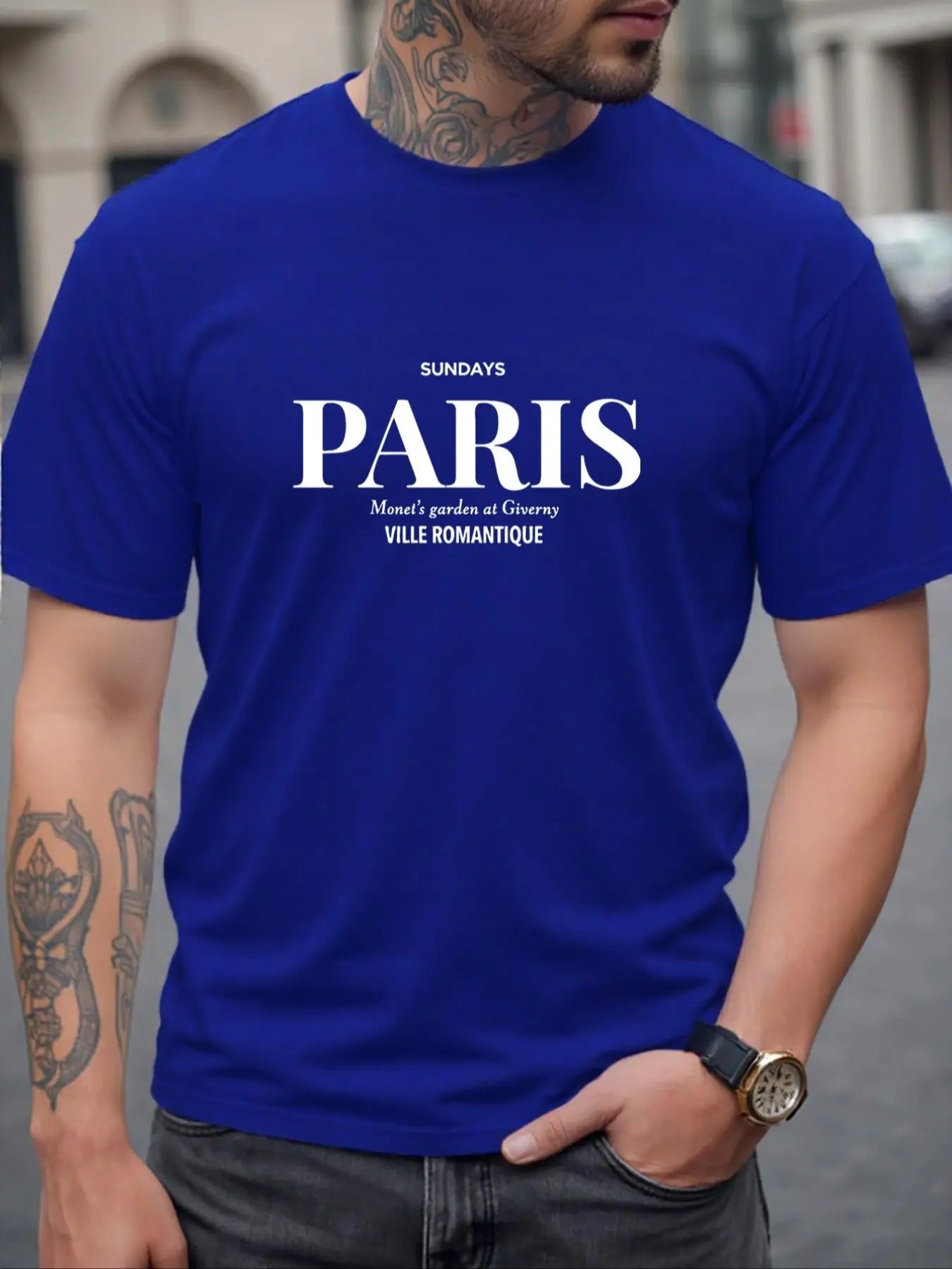 Men's Letter Print Round Neck Tee, Casual Short Sleeve Crew Neck T-shirt for Summer, Fashion Men's Top for Daily Wear...