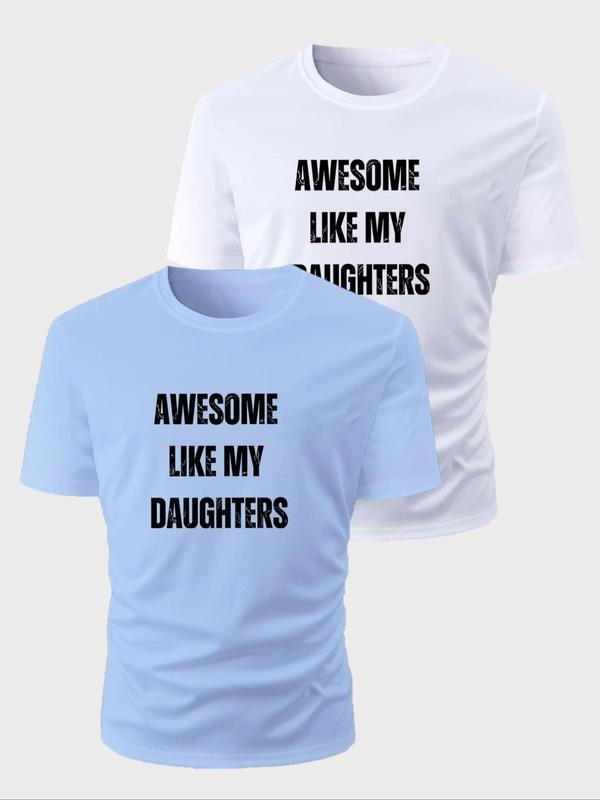 Men's Letter Print Round Neck Tee, Casual Short Sleeve Crew Neck T-shirt for Summer, Fashion Men's Top for Daily Wear...