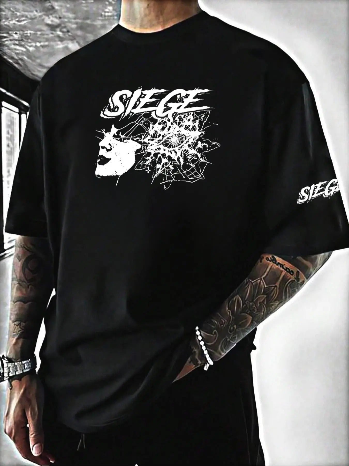 Men's Letter Print Round Neck Tee, Loose Casual Half  Sleeve Crew Neck T-shirt for Summer, Fashion Men's Top for Daily...