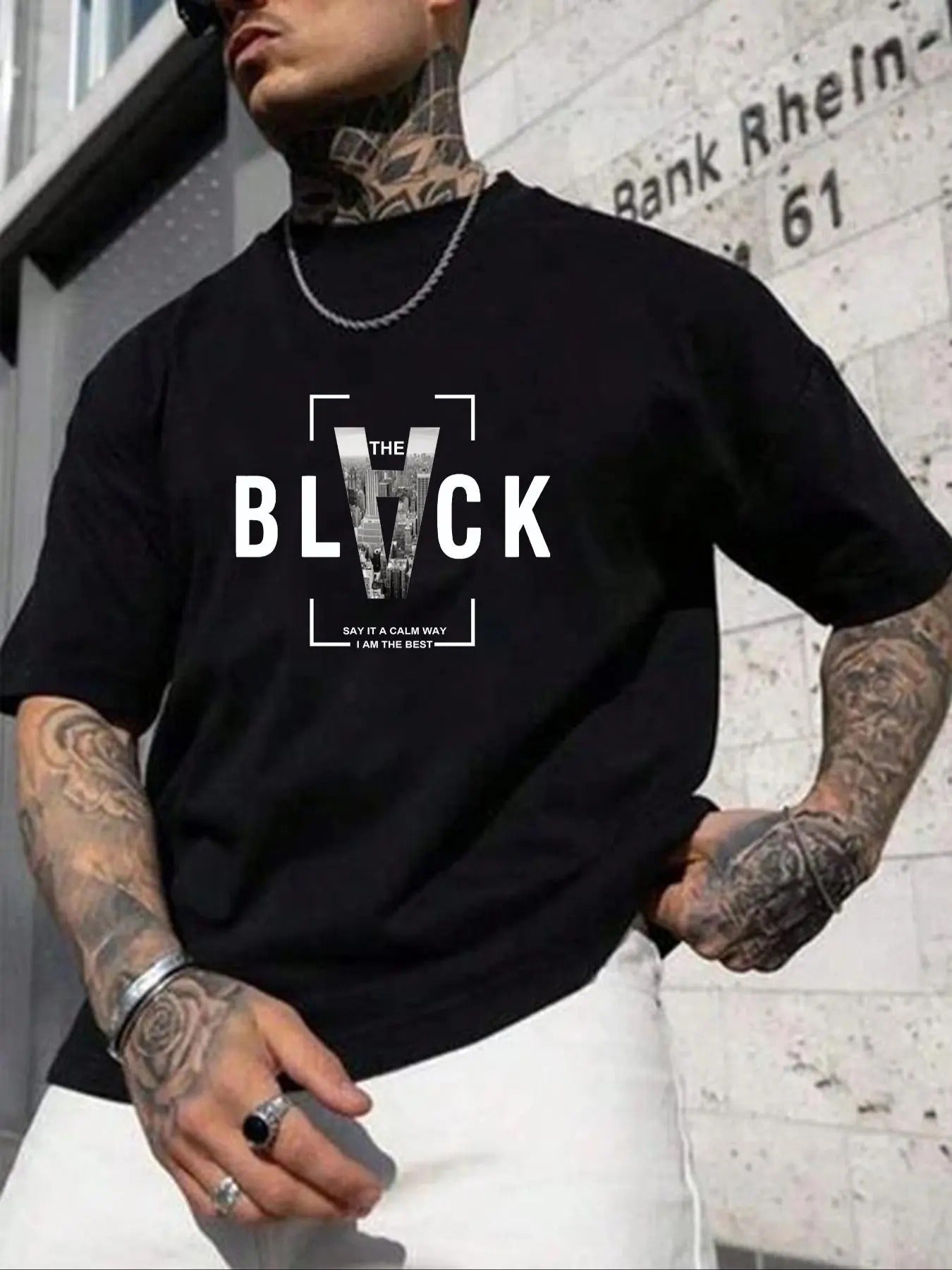 Men's Letter Print Round Neck Tee, Loose Casual Short Sleeve Crew Neck T-shirt for Daily Wear, Men's Top for All Seasons...