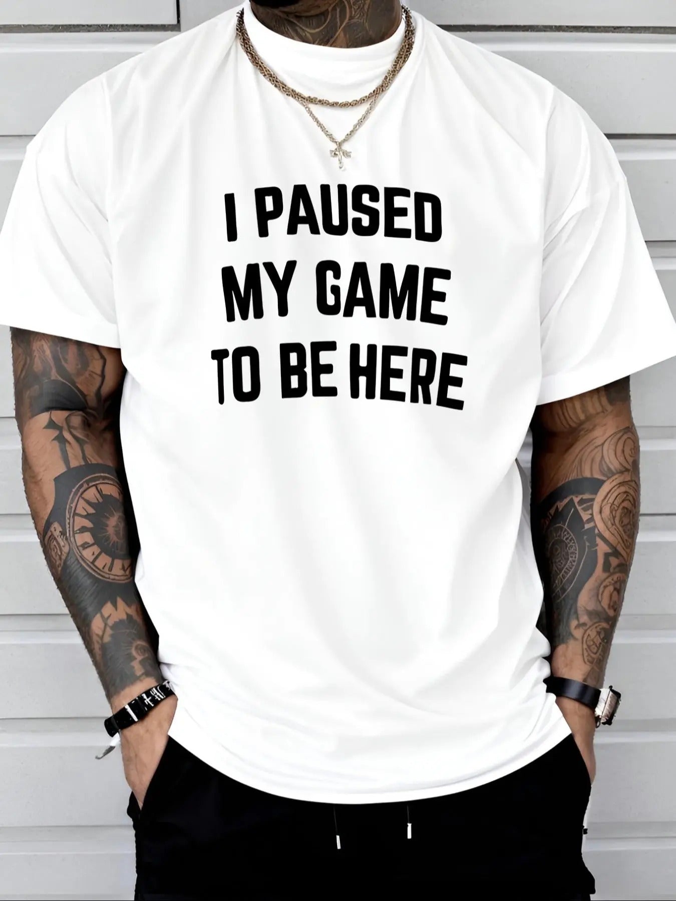 Men's Letter Print Round Neck Tee, Regular Fit Casual Short Sleeve Crew Neck T-Shirt for Daily Wear, Men's Top for All...