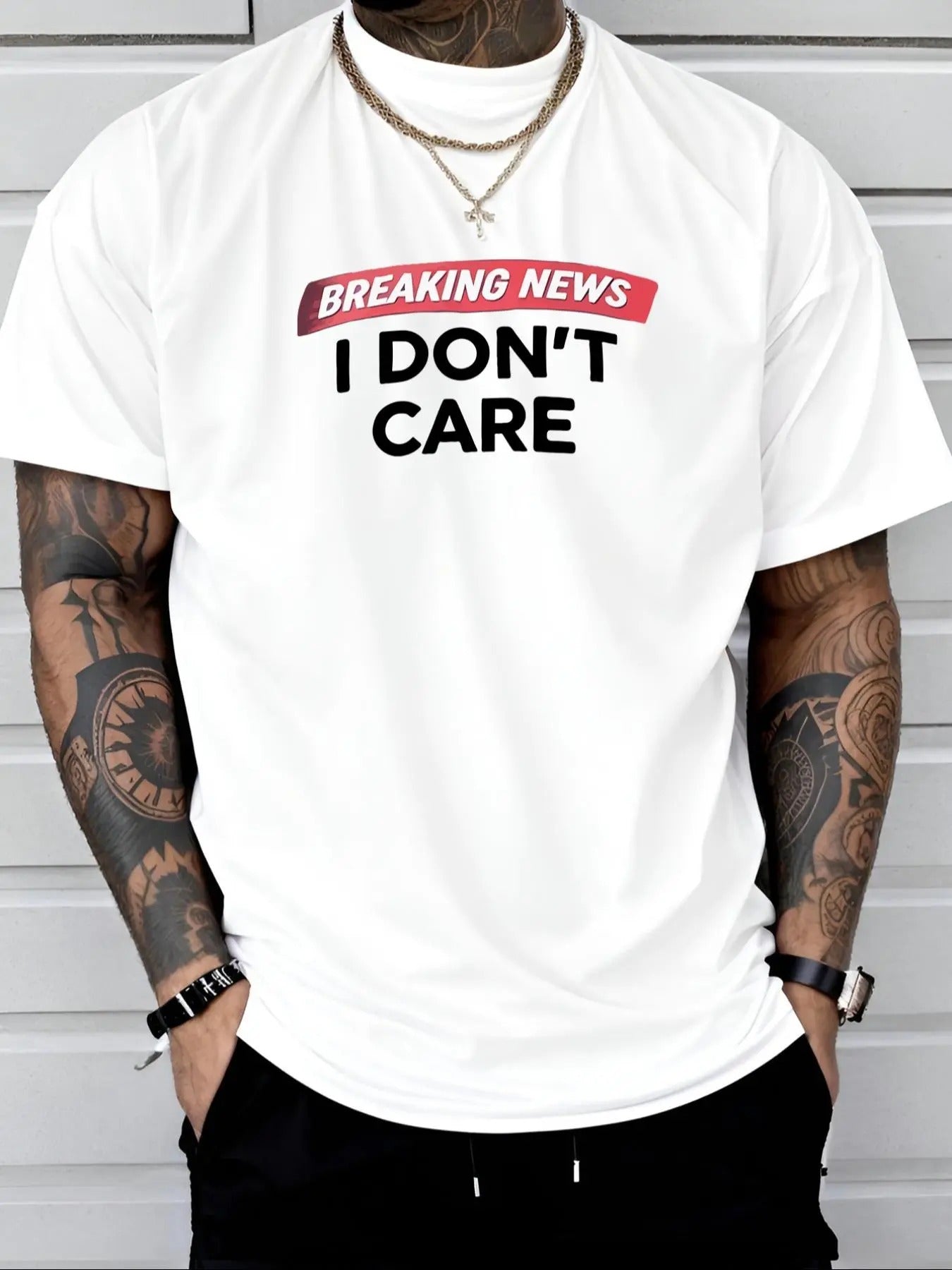 Men's Letter Print Round Neck Tee, Regular Fit Casual Short Sleeve Crew Neck T-Shirt for Daily Wear, Men's Top for All...
