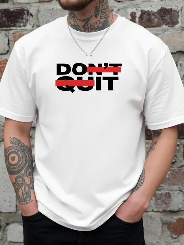 Men's Letter Print Round Neck Tee, Regular Fit Casual Short Sleeve Crew Neck T-shirt for Daily Wear, Men's Top for All...