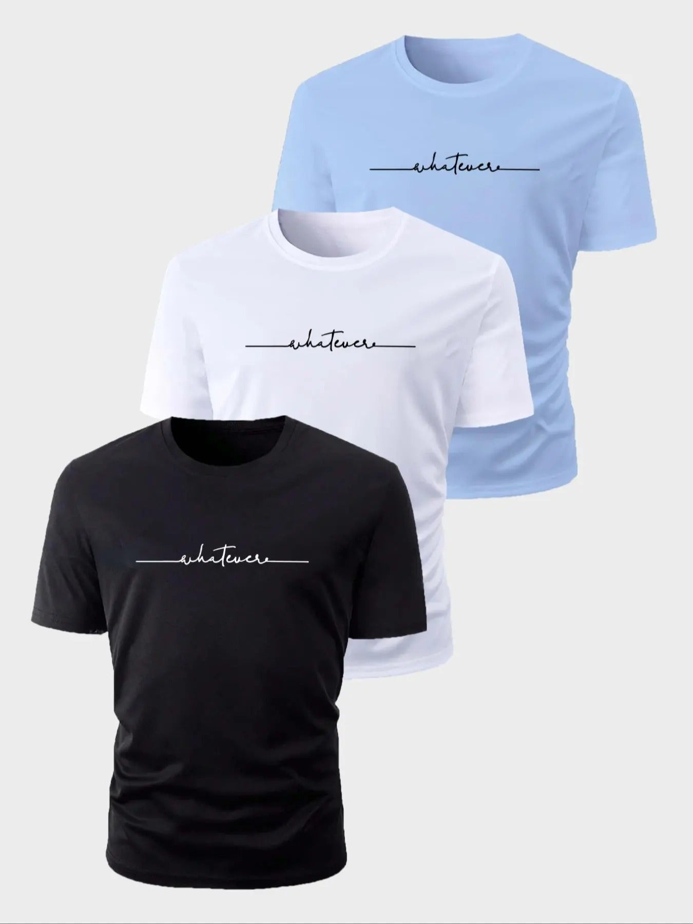 Men's Letter Print Round Neck Tee, Regular Fit Casual Short Sleeve Crew Neck T-shirt for Summer, Men's Top for Daily Wear...