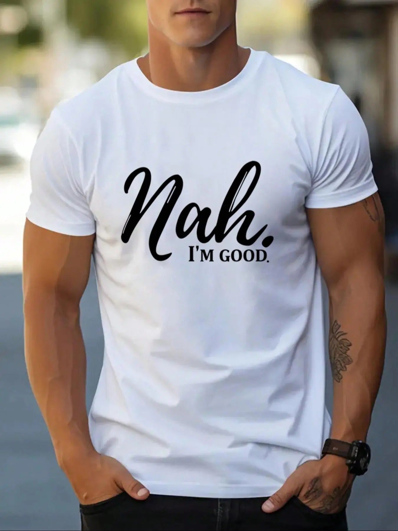 Men's Letter Print Round Neck Tee, Regular Fit Casual Short Sleeve Crew Neck T-shirt, Men's Top for Summer Daily Wear...