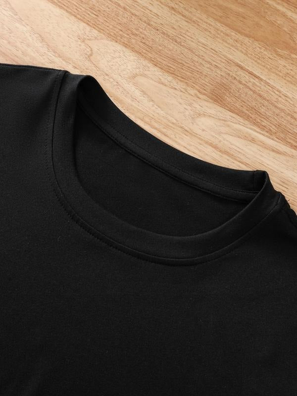 Men's Letter Print Round Neck Tee, Regular Fit Casual Short Sleeve T-shirt, Men's Summer Top for Daily Wear Hoodie,...
