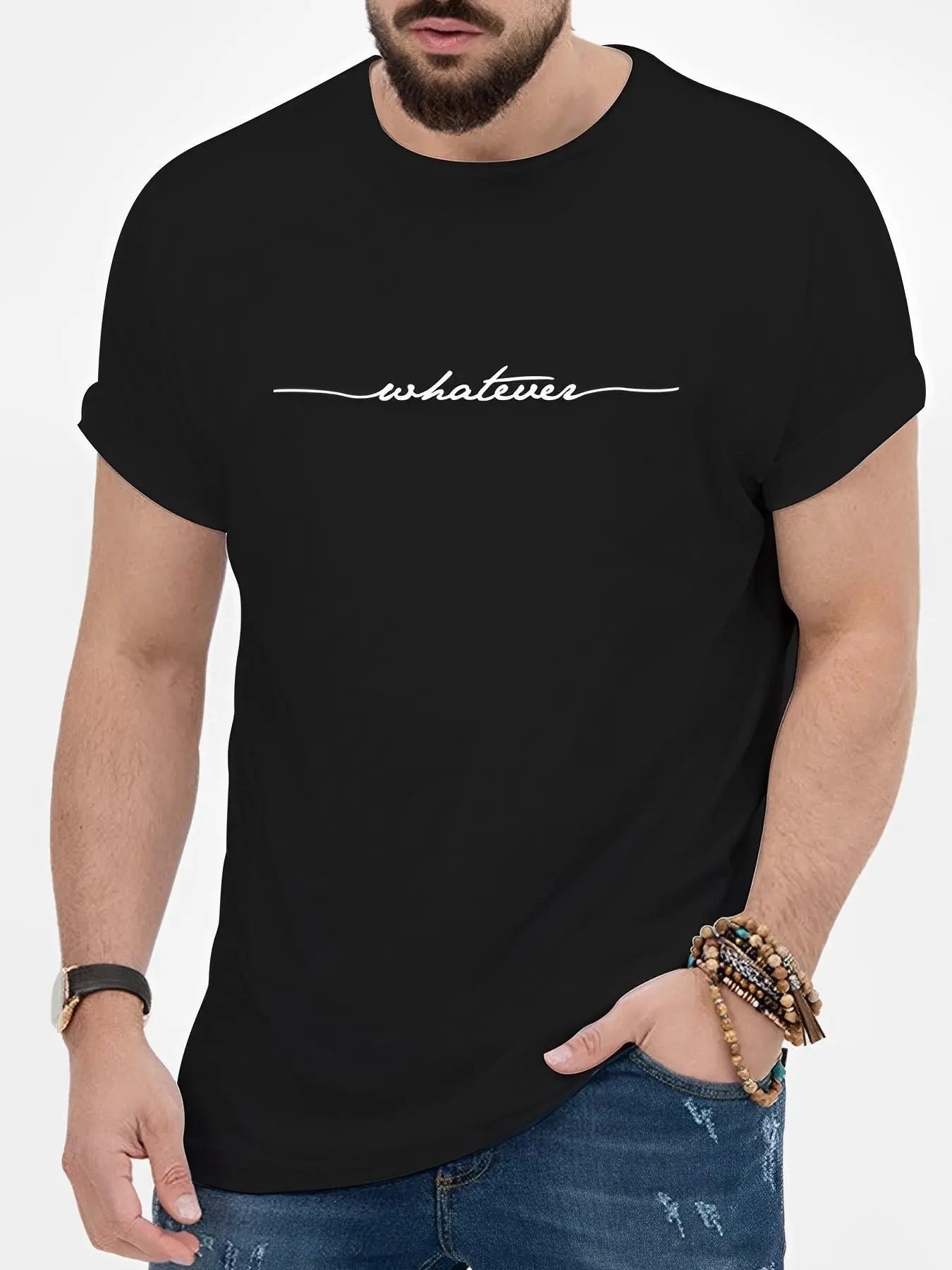 Men's Letter Print Round Neck Tee, Summer Clothes Regular Fit Fashion Casual Short Sleeve T-shirt for Daily Outdoor Wear,...