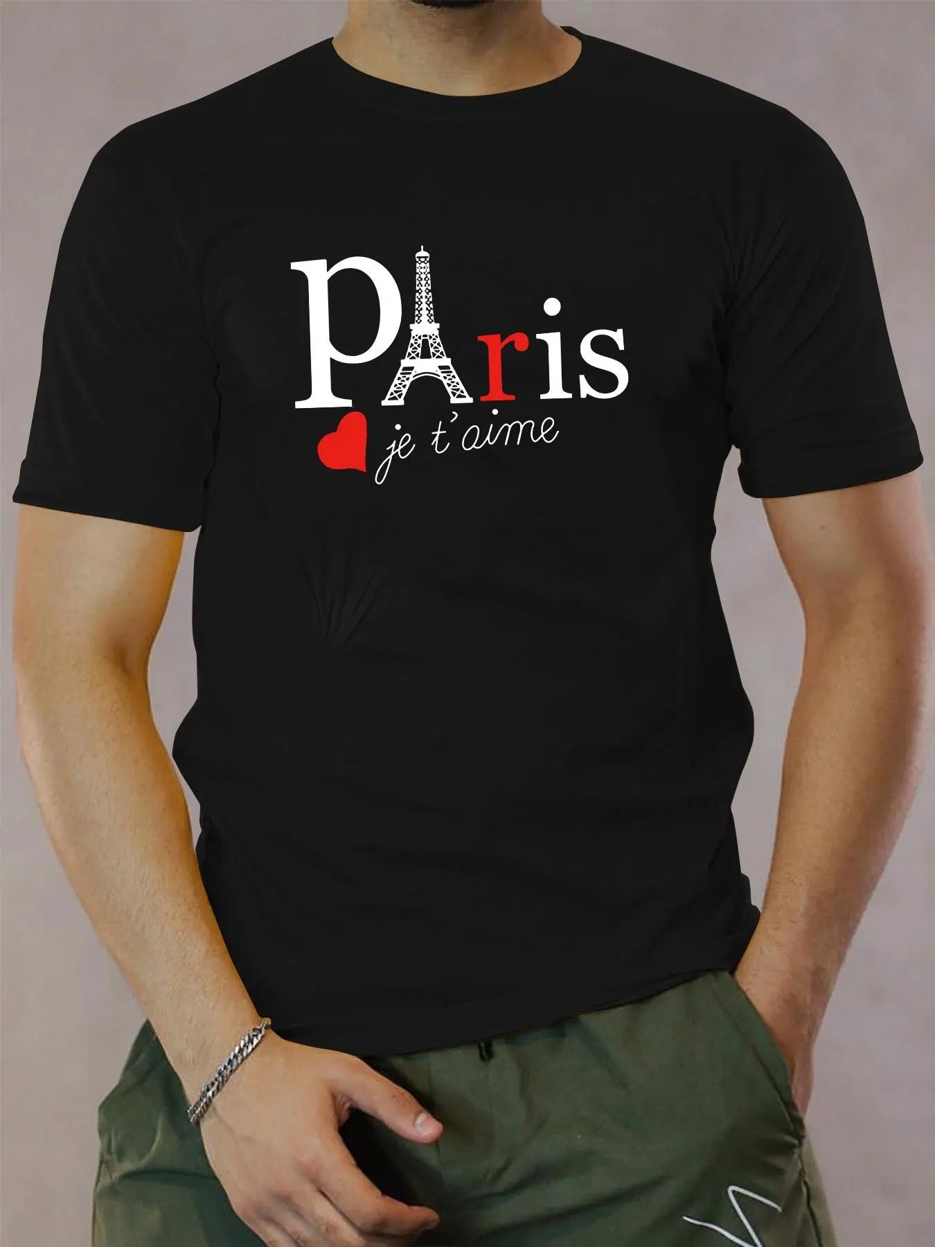 Men's Letter Print Round Neck Tee, Summer Clothes, Regular Fit Casual Short Sleeve T-shirt, Men's Summer Top for Daily...