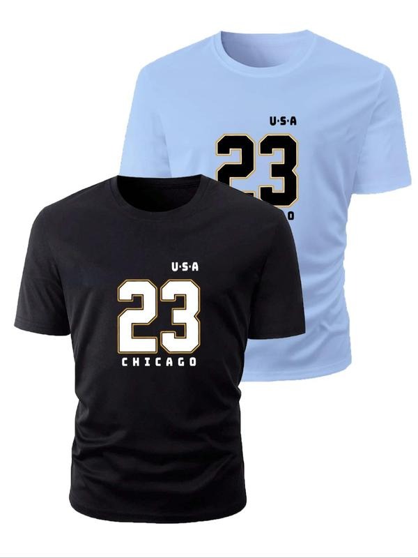 Men's Letter Print Short Sleeve T-Shirt, Regular Fit Casual Crew Neck Tee for Daily Outdoor Wear, Men's Top for All...