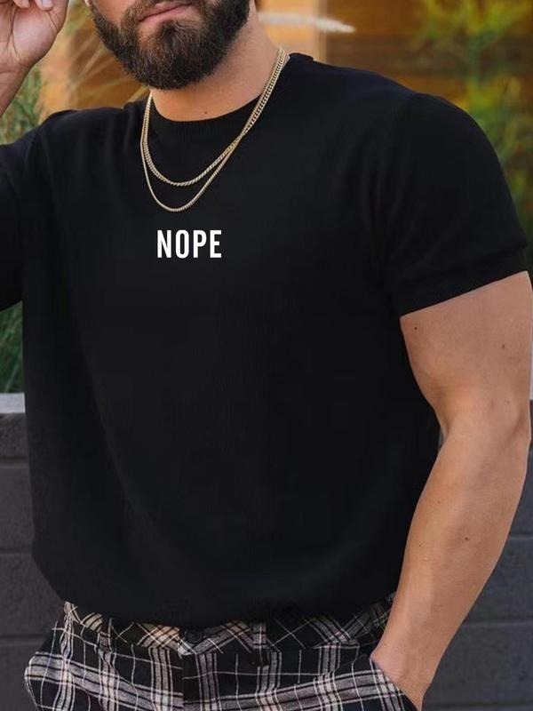 Men's Letter Print Short Sleeve Tee Summer Clothes, Regular Fit Round Neck Graphic T-shirts, Casual Tops for Men, Summer...