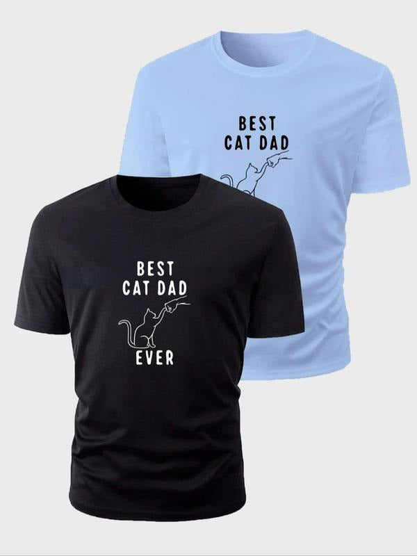 Men's Letter Print Short Sleeve Tee, Regular Fit Casual Crew Neck T-shirt for Outdoor Sports, Fashion Men's Top for All...