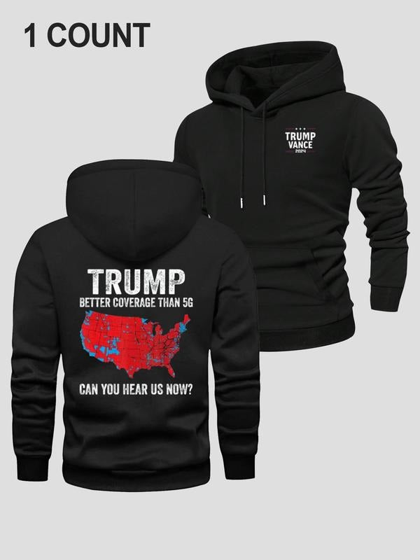 Men's Letter Print Thermal Lined Hoodie, 1 Count Casual Loose Long Sleeve Hooded Sweatshirt for Fall & Winter, Men's...
