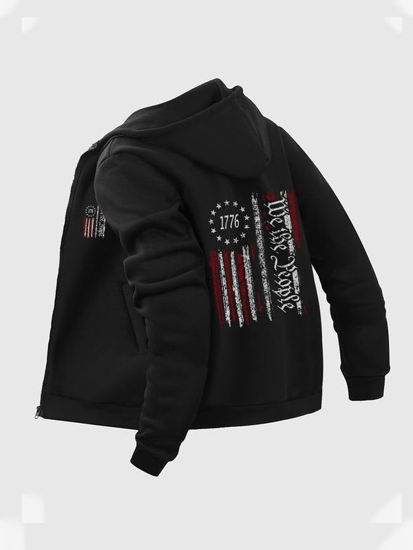 Men's Letter Print Thermal Lined Hoodie, Casual Regular Fit Long Sleeve Hooded Sweatshirt for Fall & Winter, Men's Top...