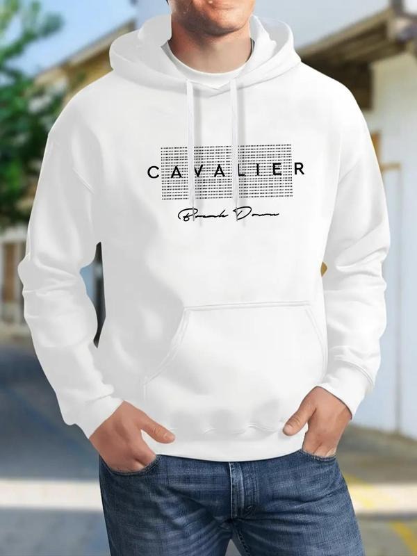 Men's Letter Print Thermal Lined Hoodie, Regular Fit Casual Street Soft Comfy Long Sleeve Hooded Sweatshirt for Fall &...