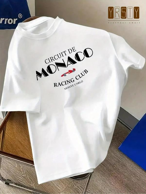 Men's Letter Print Trendy Graphic Short Sleeve T-Shirt, Loose Comfortable Casual Sport Top for Daily Wear, Summer Fashion...