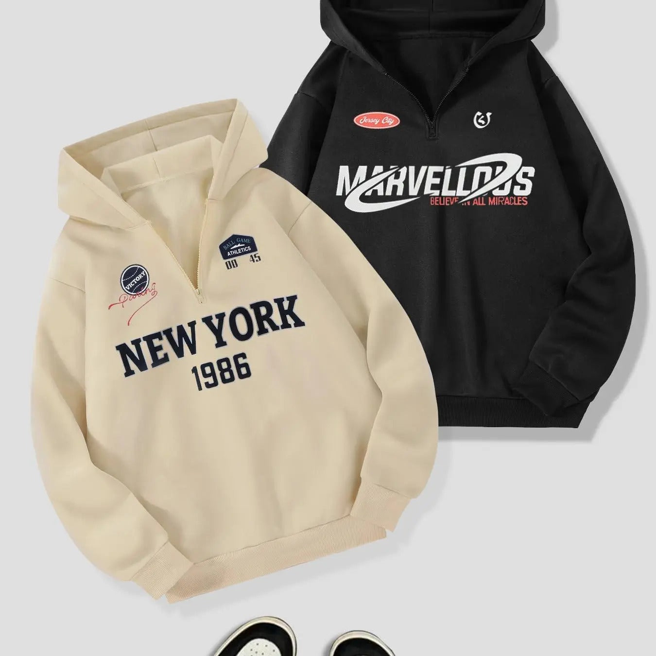 Men's Letter Print Zip Up Hoodie, Casual Long Sleeve Hooded Sweatshirt for Fall & Winter, Comfortable Men's Clothes for...