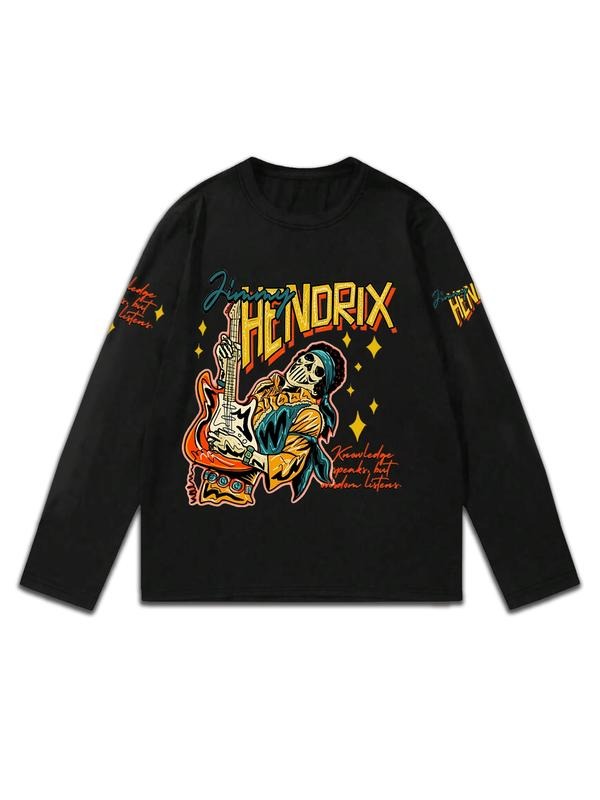 Men's Long Sleeve Rock Print T-Shirt, Simple Style, Trendy Casual Wear, Perfect for Daily & Fashionable Stores Hoodie,...