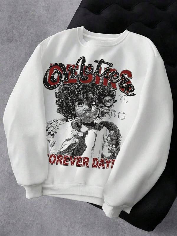 Men's Long Sleeve Round Neck Sweatshirt, Boy Letter Print, Casual Fashion, Comfortable Daily Wear, Street Style, Fall &...