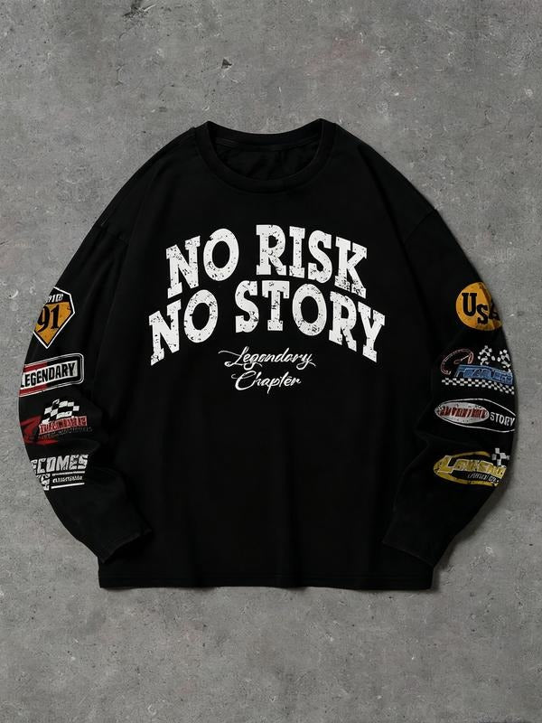 Men's Long Sleeve T-Shirt with Letter Logo, Street Style Graphic Tee, Casual Fashion for All Seasons, Youthful and Trendy...