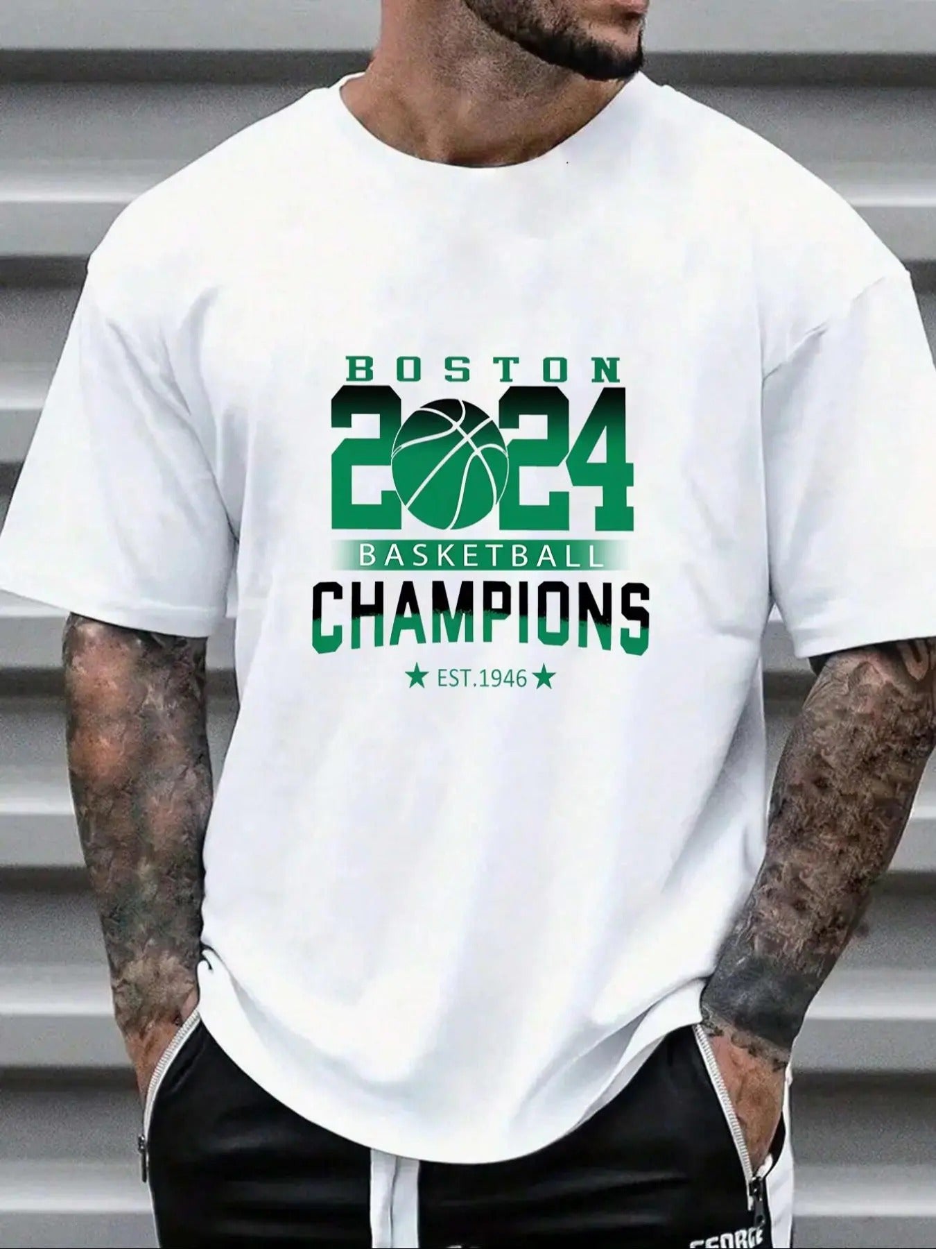 Men's Loose 2024 Basketball Letter Graphic Round Neck Tee, Casual Short Sleeve Crew Neck T-shirt for Summer, Fashion...