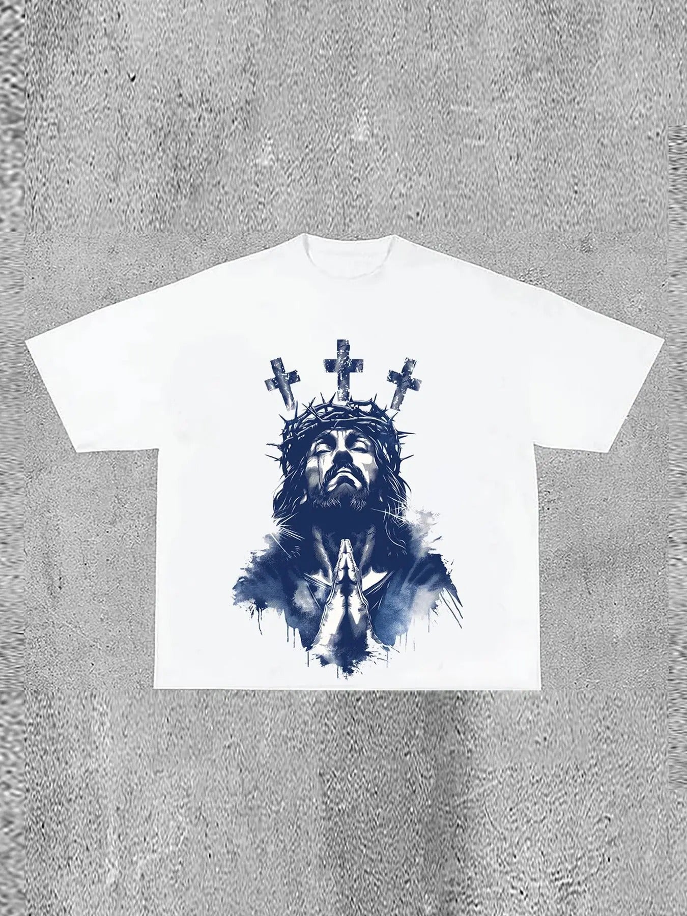 Men's Loose Figure & Cross Print Drop Shoulder Tee, Casual Street Short Sleeve Round Neck T-shirt for Summer, Fashion...