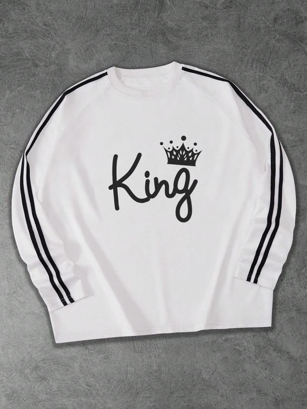 Men's Loose-Fit Long Sleeve Shirt, King Print Street Style, Comfortable Casual Wear, Suitable for Spring & Fall Fashion...