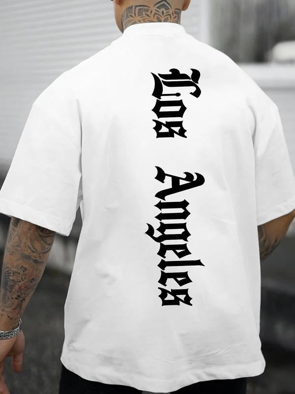 Men's Los Angeles Print T-Shirt, Unisex Patriotic Minimalist Graphic Tee, Casual Streetwear for Daily Wear, Fashionable...