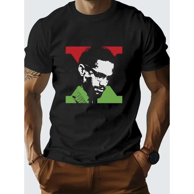 Men's Malcolm X Black History Month T-Shirt - 100% Cotton Relaxed Fit Crew Neck Short Sleeve Shirt with Vibrant...