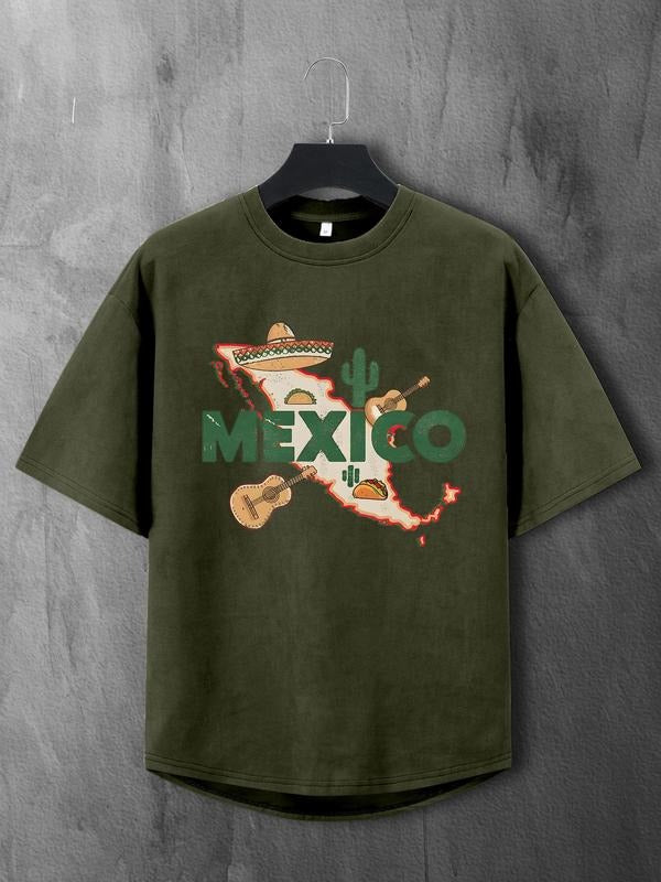 Men's Mexico State Country Map Tee, Loose Casual Comfy Short Sleeve Round Neck  T-shirt for Summer, Fashion Men's Top for...