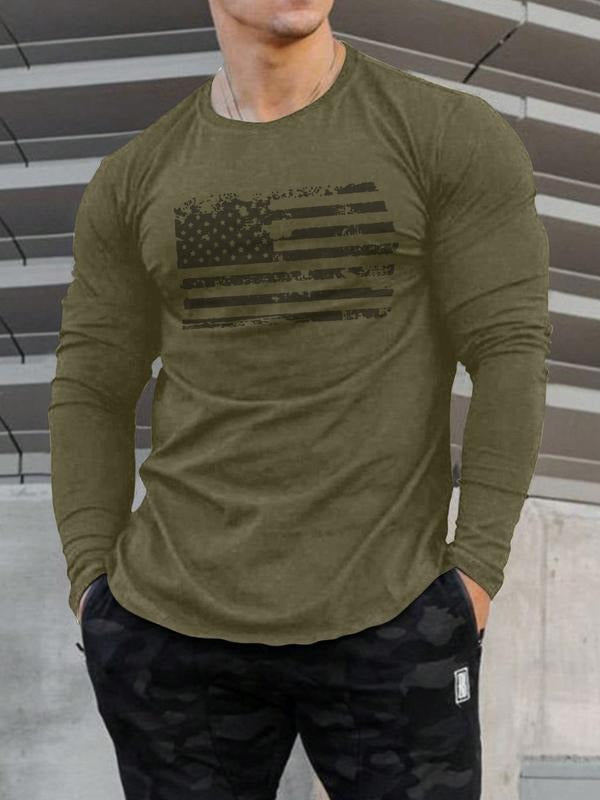 Men's New Autumn Winter Graphic Long Sleeve T-Shirt, Fashionable Casual Fitted Muscle Layering Top, All Seasons Wear...