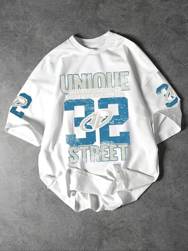 Men's Number Print Round Neck Tee, Athletic T Shirt, Regular Fit Casual Short Sleeve Crew Neck T-Shirt for Summer,...