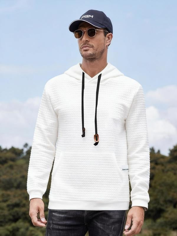 Men's Plain Fitted Hoodie, Street Style Casual Wear, Structured Fabric, Minimalist Design, Daily Fashion Essential...
