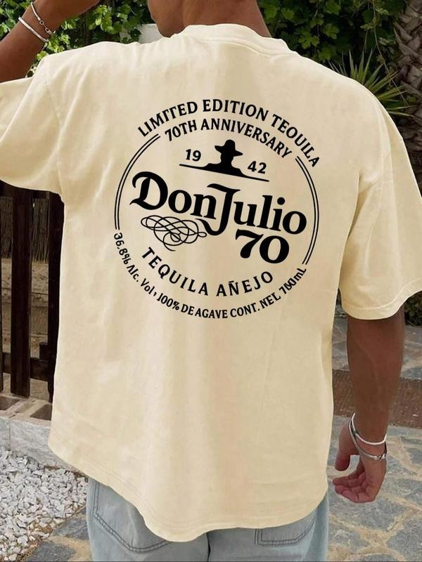 Men's Regular Fit "JULIO" Print Round Neck Tee, Casual Short Sleeve Crew Neck T-shirt for Daily Wear, Men's Top for All...