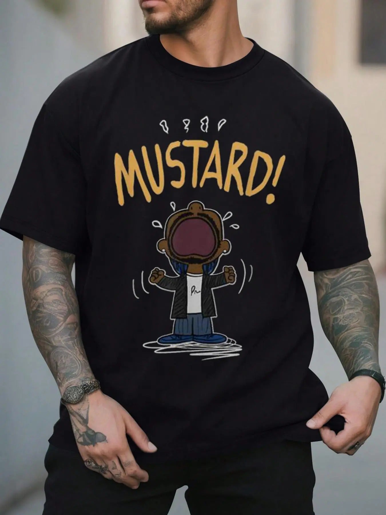 Men's Regular Fit Cartoon Boy Graphic Print Round Neck Tee, Casual Short Sleeve T-shirt for Summer, Men's Top for Daily...