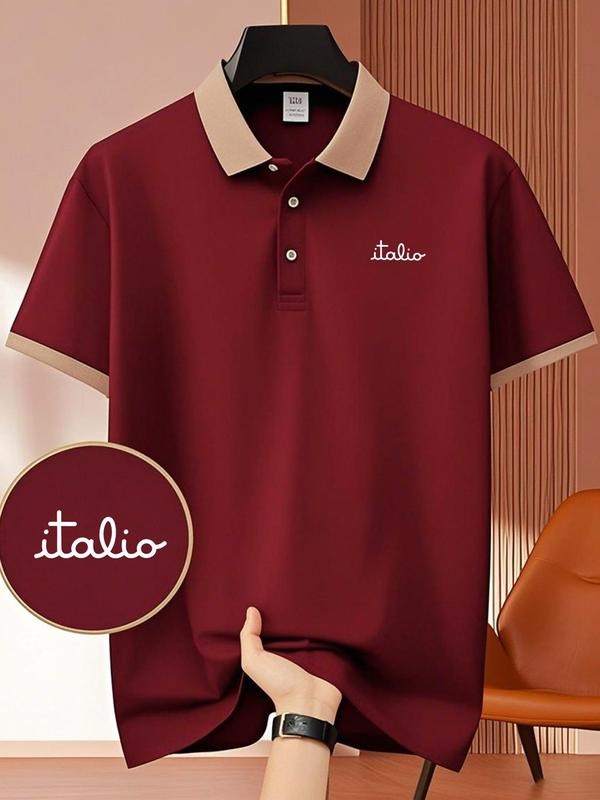 Men's Regular Fit Contrast Trim Polo Shirt, Casual Short Sleeve Top for Business Meeting, Fashion Men's Clothes for...