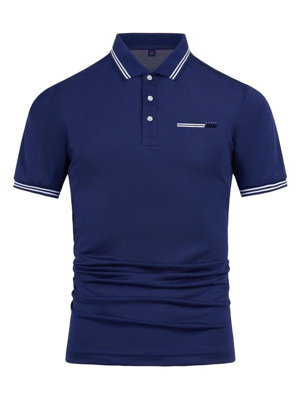 Men's Regular Fit Contrast Trim Polo Shirt, Casual Short Sleeve Top for Summer, Fashion Men's Clothes for Daily Wear,...