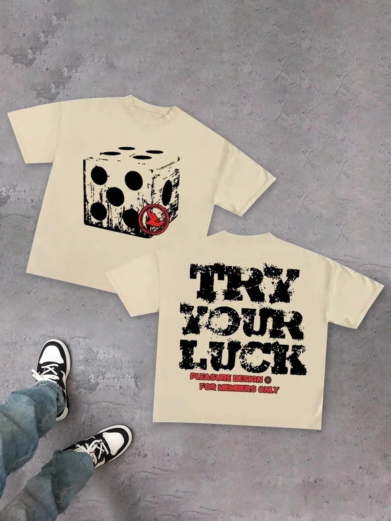 Men's Regular Fit Dice & Letter Print Round Neck Tee, Casual Short Sleeve Crew Neck T-shirt for Summer, Fashion Men's Top...