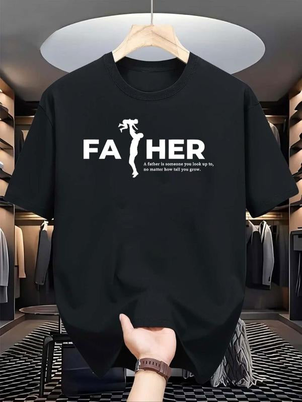 Men's Regular Fit Father & Son Print Round Neck Tee, Casual Short Sleeve Crew Neck T-shirt for Summer, Fashion Men's Top...