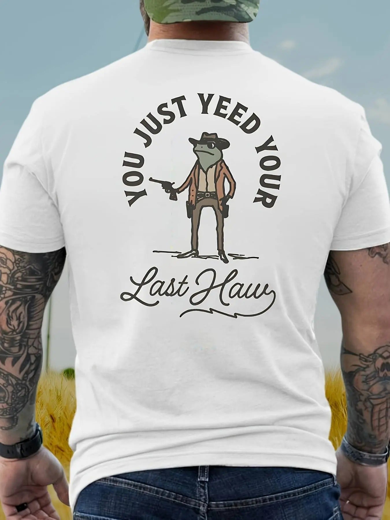 Men's Regular Fit Frog Print Round Neck Tee, Casual Short Sleeve Crew Neck T-shirt for Summer, Fashion Men's Top for...