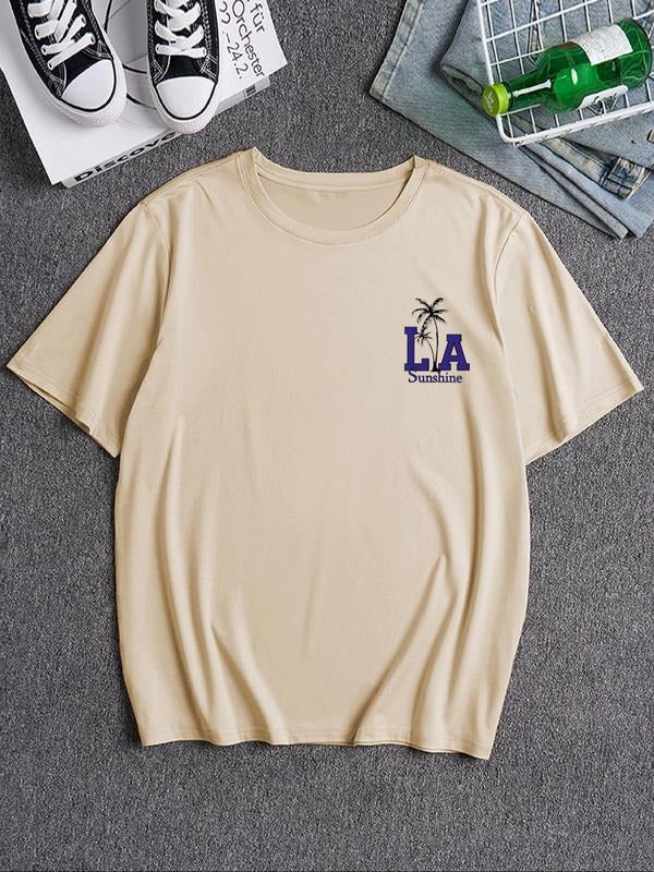 Men's Regular Fit Graphic Print Round Neck Tee, Casual Short Sleeve T-shirt for Daily Wear, Men's Top for All Seasons...