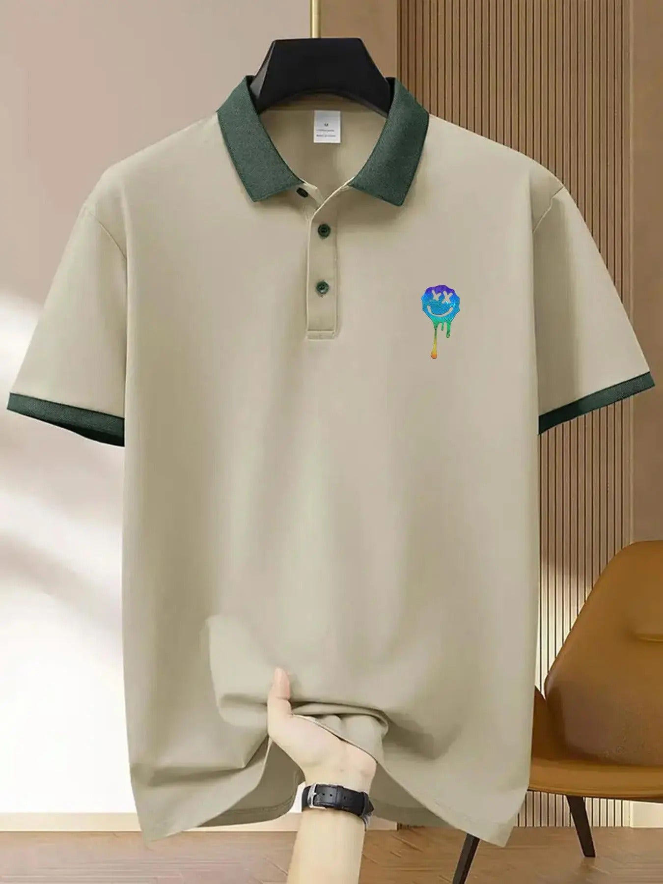 Men's Regular Fit Graphic Print Short Sleeve Polo Shirt, Casual Fashion Comfy Top for Summer, Men's Clothes for Daily...