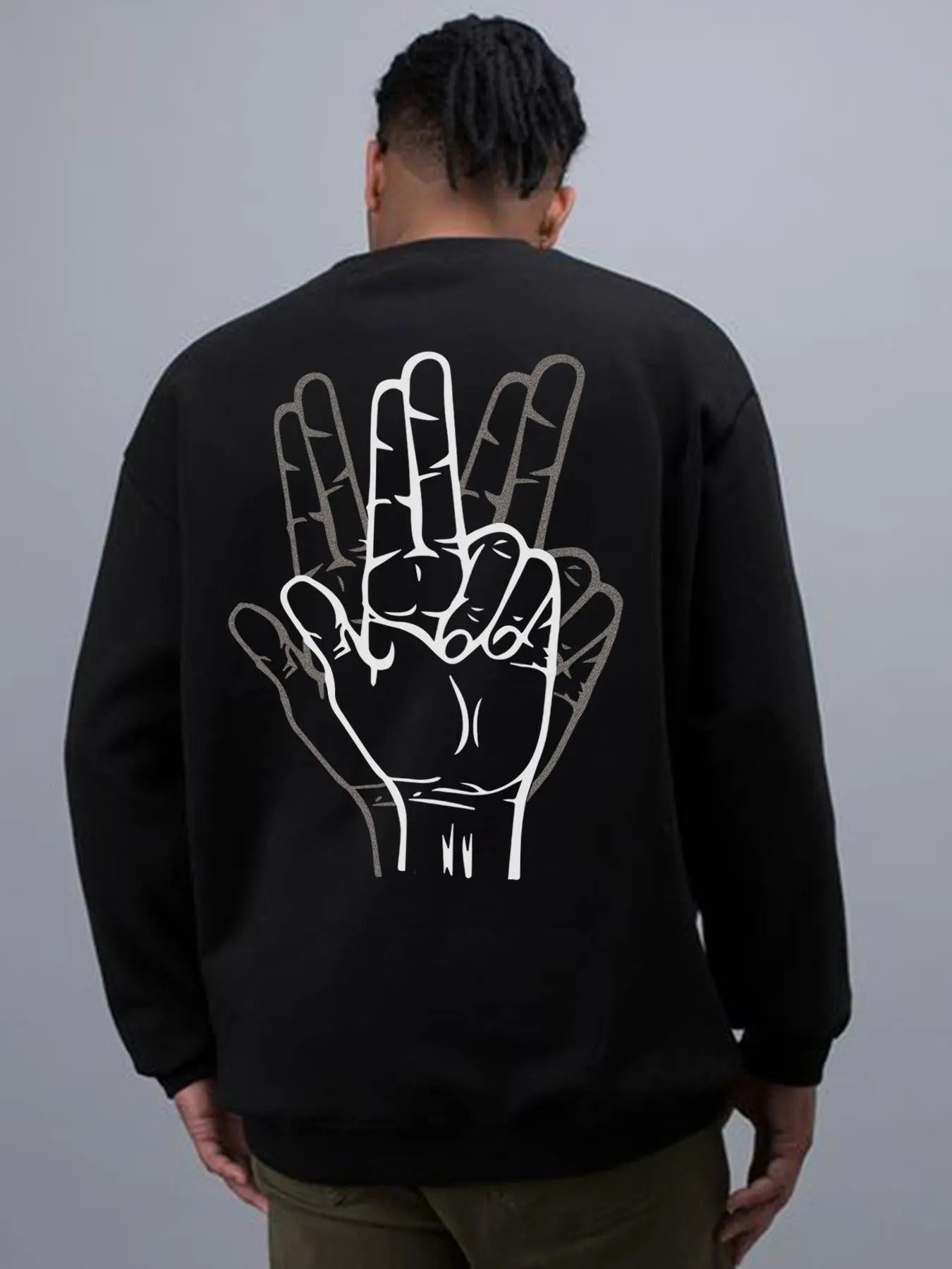 Men's Regular Fit Hand Print Crew Neck Sweatshirt, Casual Long Sleeve Round Neck Pullover for Fall & Winter, Fashion...