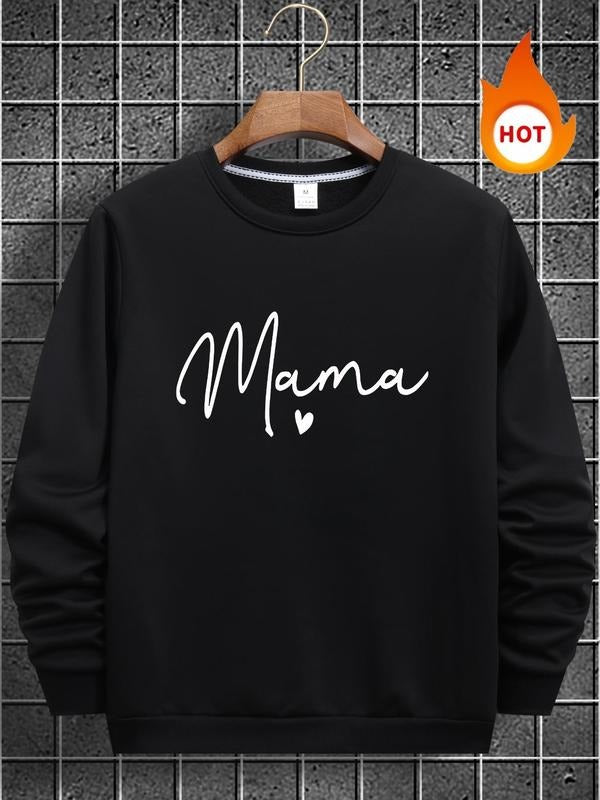 Men's Regular Fit Heart & Letter Print Thermal Lined Sweatshirt, Casual Long Sleeve Crew Neck Pullover for Fall & Winter,...