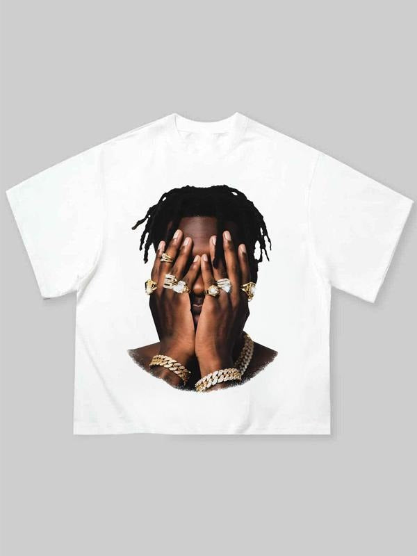 Men's Regular Fit Hip Hop Character Print Tee, Casual Short Sleeve T-shirt for Daily Wear, Trendy All-match & Exquisite...