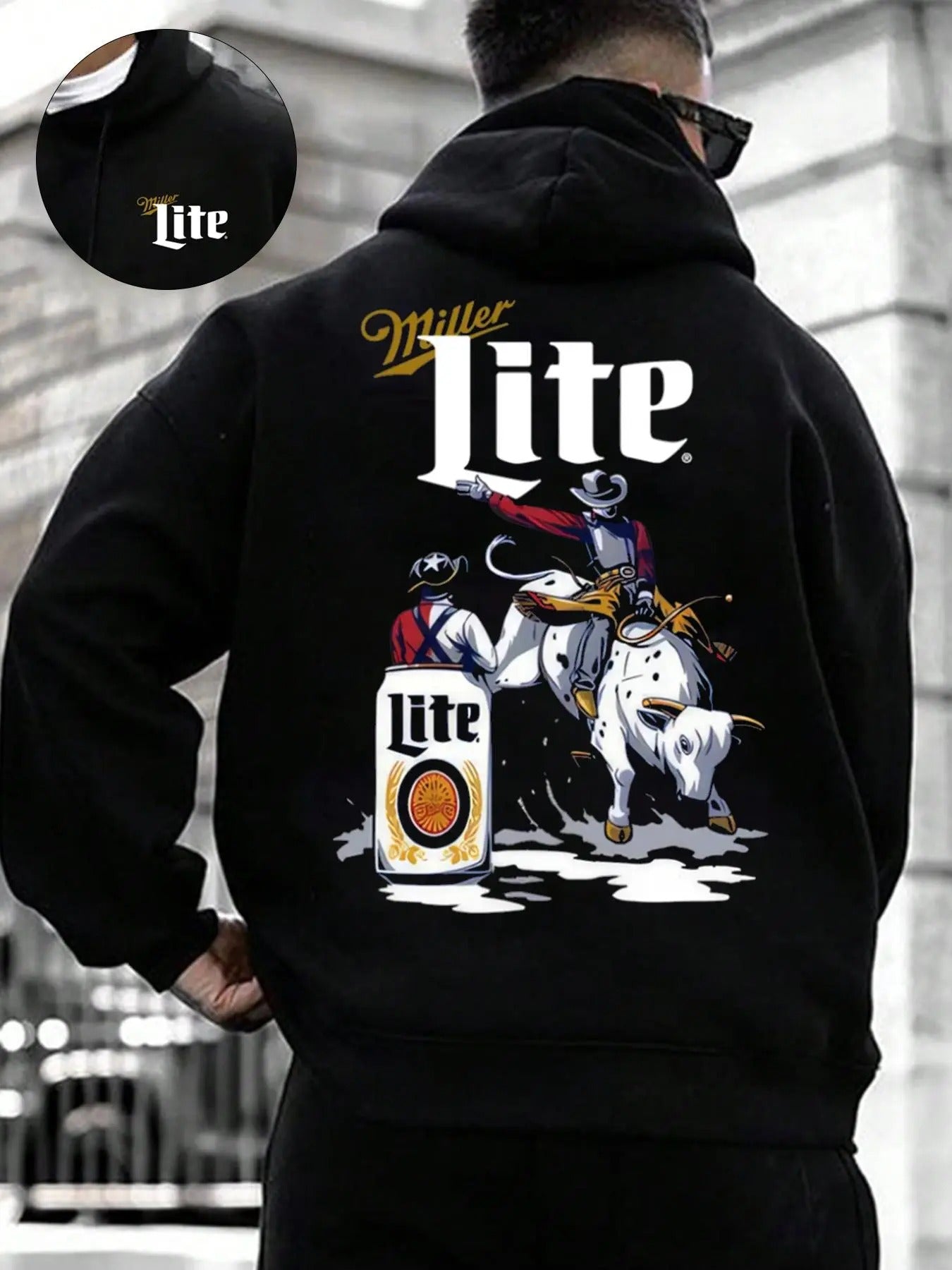 Men's Regular Fit Letter & Cow Print Hoodie, Casual Comfy Pullover Hooded Sweatshirt for Daily Wear, Men's Clothes for...